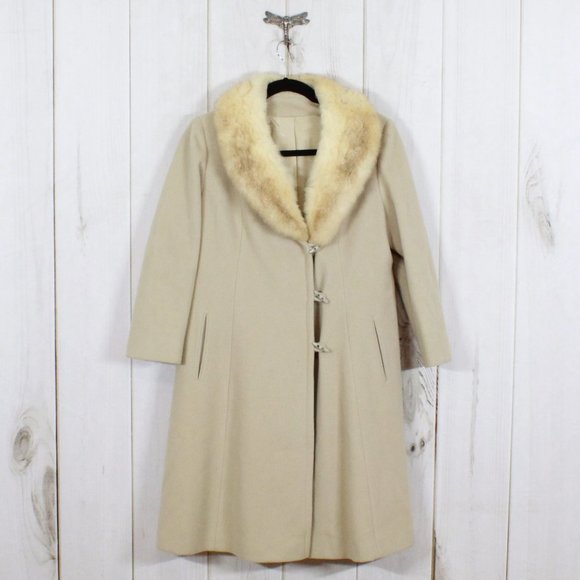 Jules Miller Jackets & Blazers - Vintage! JULES MILLER Faux Fur Long Dress Coat L